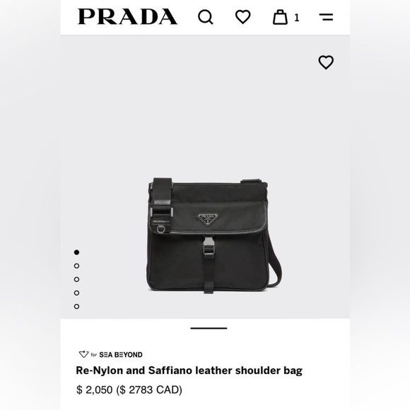 Prada Re-Nylon and Saffiano leather shoulder bag - Picture 9 of 13